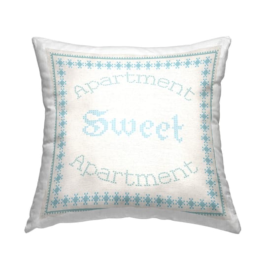 Stupell Industries Sweet Apartment Phrase Traditional Pattern Border Throw Pillow, 18" x 18"